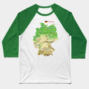 Physical map of Germany Baseball T-Shirt